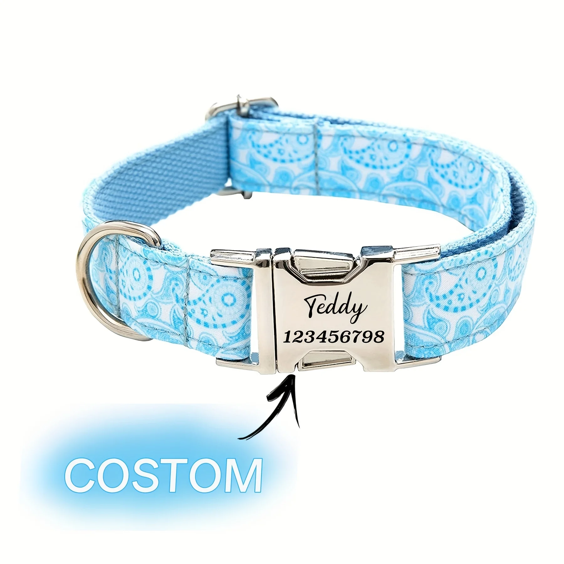 Hundehalsbänder können individuell angepasst werden. Weiches und leicht zu reinigendes veganes Leder mit Metallschnalle, geeignet für kleine und mittelgroße Hunde ( Image