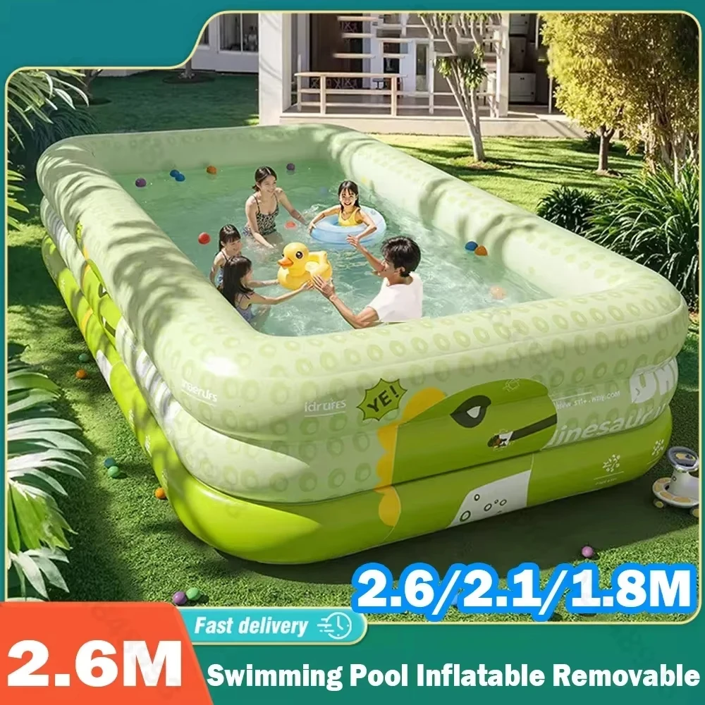2,6/2,1/1,8 M Schwimmbad Aufblasbare Große Familie Erwachsene Pools Baby Schwimmbäder Abnehmbare Badewanne Indoor Outdoor Spielzeug Cottages Image