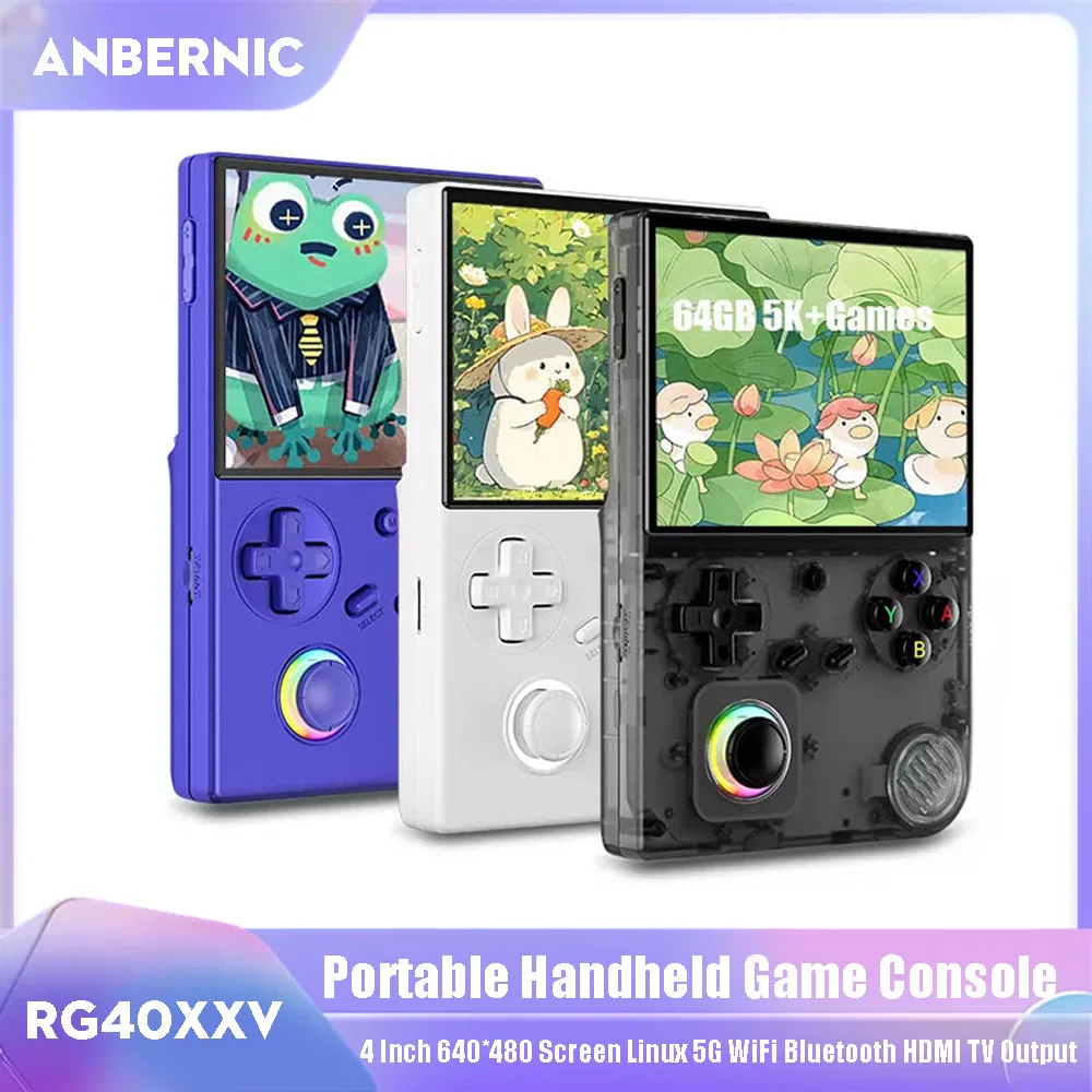 ANBERNIC RG40XXV Videospiel-Player 4'' 640*480 Bildschirm Linux System Retro Handheld Spielkonsole 5G WiFi Bluetooth HDMI Ausgang Image