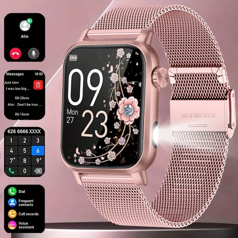 LIGE Neue Smart Uhr 1,85 ''HD Bildschirm Frauen Uhr 3D Zifferblatt Bluetooth Anruf Sport Fitness Tracker Männer Smartwatch Mit LED taschenlampe Image