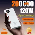 Power Bank portatile da 200000 mAh 120 W di grande capacità con ricarica super veloce con 4 cavi di ricarica Display digitale a LED