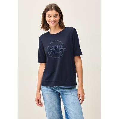 Print-Shirt CECIL, Damen, Gr. S (38), urban navy blau, Web, Stoff, 48% Baumwolle, 48% Modal, 4% Elasthan, bedruckt, casual, normal normal, Rundhals, Kurzarm Bündchen, Shirts, mit Rundhalsausschnitt Image