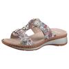 Pantolette ARA "HAWAII", Damen, Gr. 43, grau (grau multi), Veloursleder, gemustert, modisch, Schuhe, Keilabsatz, Sommerschuh, Schlappen mit Klett
