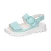 Plateausandale WALDLÄUFER "H-NELE", Damen, Gr. 4,5 (37,5), blau (hellblau), Veloursleder, unifarben, modisch, Schuhe, Sommerschuh, Sandalette, Klettschuh in Komfortweite H (= sehr weit)