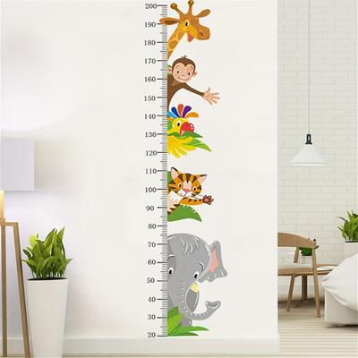 TEMU 2pcs Height Measurement Growth Chart Wall Stickers, Animal Monkey Elephant Height Measurement Decals, Removable Diy Art Wall Sticker For Living Room And Bedroom Decoration Image
