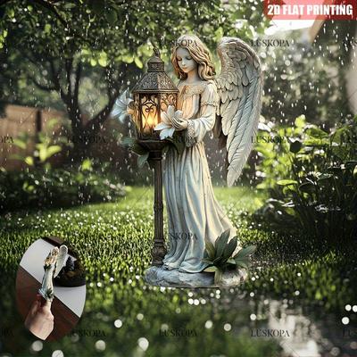TEMU 2d Flat, 1pc Eternal Garden Stake - 12.19cm X 29. Classic Decorative , No Power Required, With Stakes, Suitable For Potted Plants, Outdoor, Garden, Lawn, Patio, Cemetery, Wedding Decoration, Image