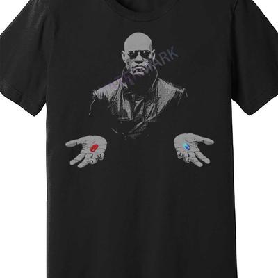 TEMU Morpheus Or Graphic T-shirt - 100% Cotton 180gsm Unisex Casual Tee, Regular Fit Short Sleeve Round Neck, Machine Washable Black Shirt For , Apparel Tee With Iconic Movie Design Image