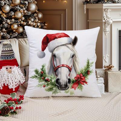 "TEMU Christmas Pillowcase - , Zip , Washable - For Sofa & Bedroom Decor, 17.7" X 17.7" Or 19.7" X 19.7" ( Not Included)" Image