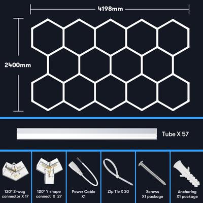TEMU 1pc High- Hexagon Led Garage Light Lamp - Energy-saving Honeycomb Design For , Barber Ceiling, Workshop, And Auto Shop Lighting - Durable, And Image
