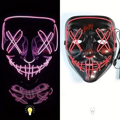 TEMU 1pc Plastic Mask, Glow In The For Holiday Dance Party Games