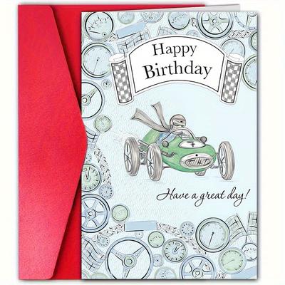 "TEMU 1pc Car Birthday Card With Envelope - "" & "have A !" Messages, Ideal For Family, , , Small Businesses - Luck Charm, 4.72x7.09 Inches" Image