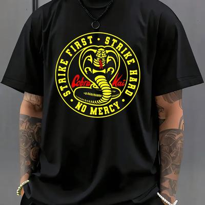 "TEMU Men's " Mercy" Graphic T-shirt - Casual Summer Short Sleeve Tee With Design, Black, Breathable Polyester, Round Neck, Regular Fit, Fan" Image