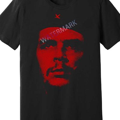TEMU Men' Guevara By Circles Graphic T-shirt - & Blue , 100% Cotton Short Sleeve Casual Tee, Machine Washable Regular Fit Black Shirt For Casual Attire, Apparel, Iconic Design, Comfortable Cotton Image