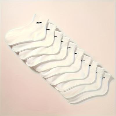 TEMU 10 Pairs Soft & Comfortable Black & White Couple's Socks - Geometric Pattern, Fabric, Machine Washable, Ideal For Sports And Casual Wear, Sports Socks|couple's Socks| Texture Image