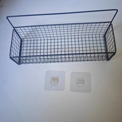 TEMU 1pc Wall-mounted Storage Baskets, Bathroom Organizer Shelves, No-drill Bathroom Vanity Shelf, Rustic Bathroom Toilet Storage Rack, Bathroom Accessories, Non-toxic, No Battery Required Image