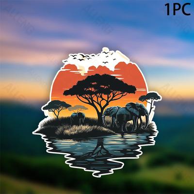 TEMU 1pc/3pcs/5pcs Alleng African Elephant Vinyl Decals, Pvc Self-adhesive Stickers, Matte , Irregular Shape, For Car Window, Truck, Glass & Metal Surfaces