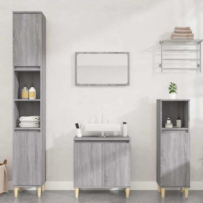 TEMU 3-piece Bathroom Furniture Set In Gray Wood Material Image