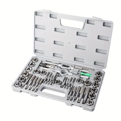 TEMU Tap And Die Set, 40pcs Metric Size M3 To M12, Bearing Steel Taps And Dies, Essential Threading Tool For Cutting External Internal Threads, With Complete Accessories And Storage Case Image