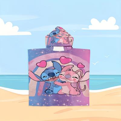 TEMU 1pc Stitch Cartoon Super Soft Beach Towel With Hood Wearable Bathrobe Extra Large Cute Bath Towel Anime Pool Towel Birthday Gifts Microfiber Beach Towels Quick Dry Beach Towel Multi Size Image