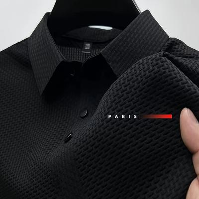 TEMU Elson Obm Paris Gradient Print Fashion Cool Men's Shirt New Button Casual Short Sleeve Shirts For Men Image