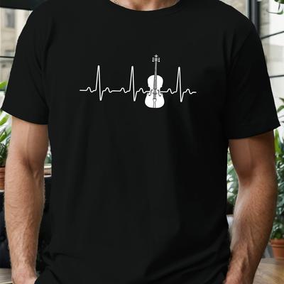 TEMU Plus Size Men's T-shirt With Geometric Design - Casual, Breathable Polyester, Round Neck - Summer, Plus Size Image