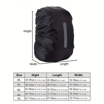 TEMU 1pc High Quality Backpack Rain Cover - Reflective, Windproof & Lightweight With Secure Straps For Hiking, Camping, Cycling, Travel - Adds Security & Visibility In All Weather Image