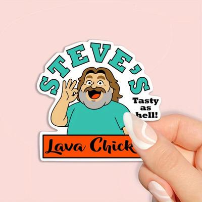 TEMU 's Lava Chicken Car Sticker - Semi-matte Vinyl Decal With , Reusable For Laptop, Water Bottle, Hard Hat, Wood, Plastic, Glass, Metal, Ceramic Image