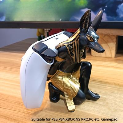 TEMU 1 Resin Game Controller Stand, Compatible With Ps4/ps5 & Ns - Single Holder, Gaming Handheld Display Base, Egyptian Theme Decoration
