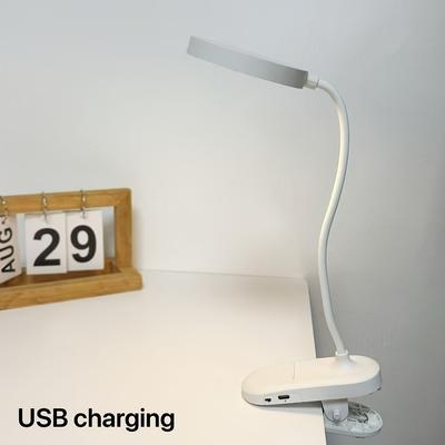 TEMU 1pc Eye Protection Study Desk Lamp, Three-speed Dimming Desktop Reading Light, Usb Charging, Dormitory Desk Bedside Reading Light, Portable Office Home Soft Light Clip Table Lamp Image