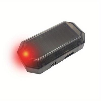 TEMU 1pc Solar-powered Anti-theft Led Car Light - Fit Red Simulated Turn Signal For Night Parking Security, Rechargeable Lithium Battery Decorative Auto Interior Accessory, Design, Highquality Sensor Image