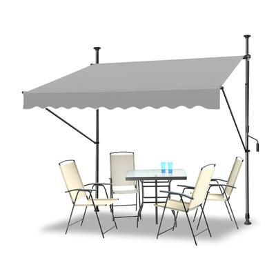 TEMU Non-drilling Clamp On Balcony Awning /gray Height Adjustable Awning With Hand Crank Uv Protective Balcony Image
