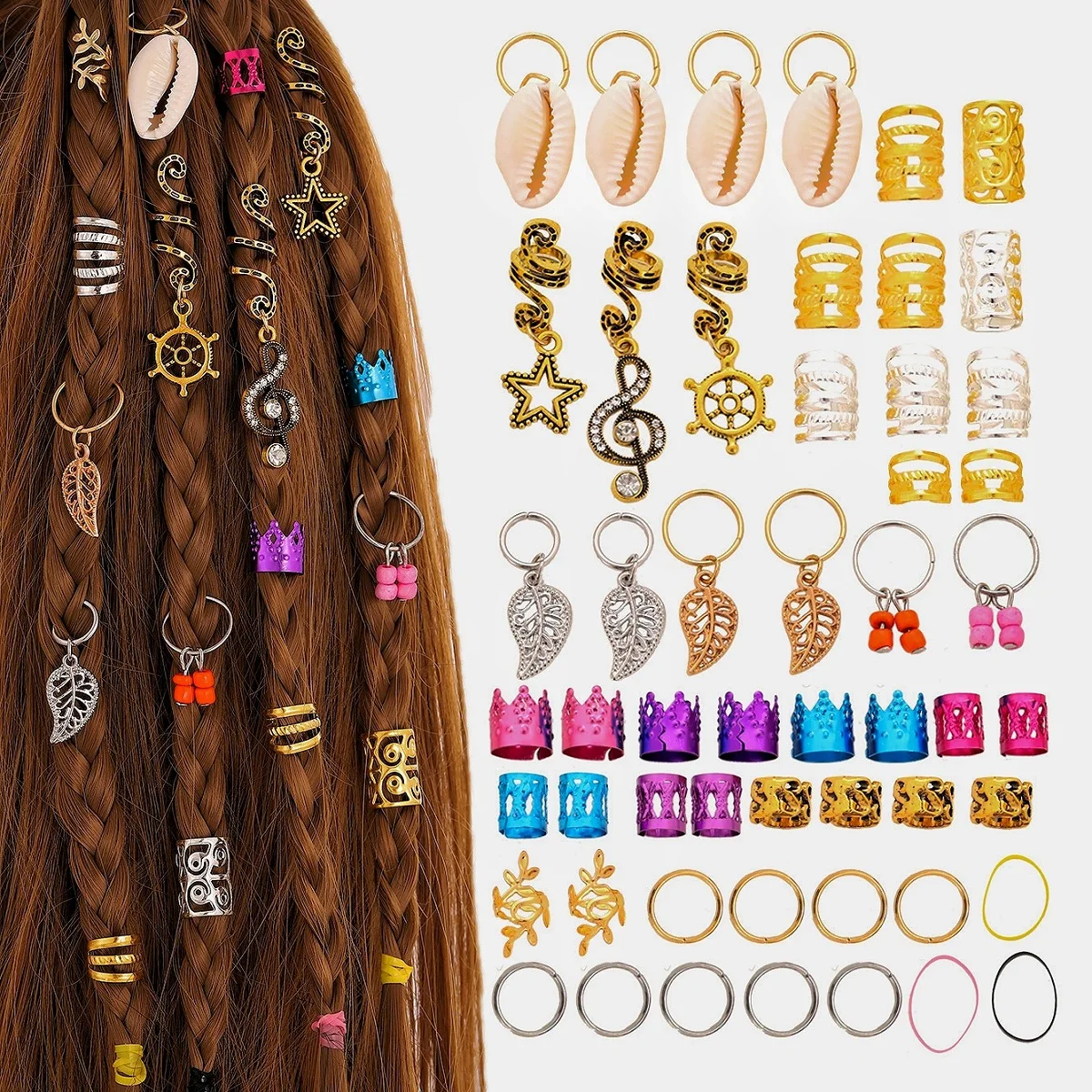 Perlenaccessoires, Haarschmuck, Haarringe, Haarschnallen, Haargummis, Federn, Muscheln, Blätter, Kronenaccessoires Image