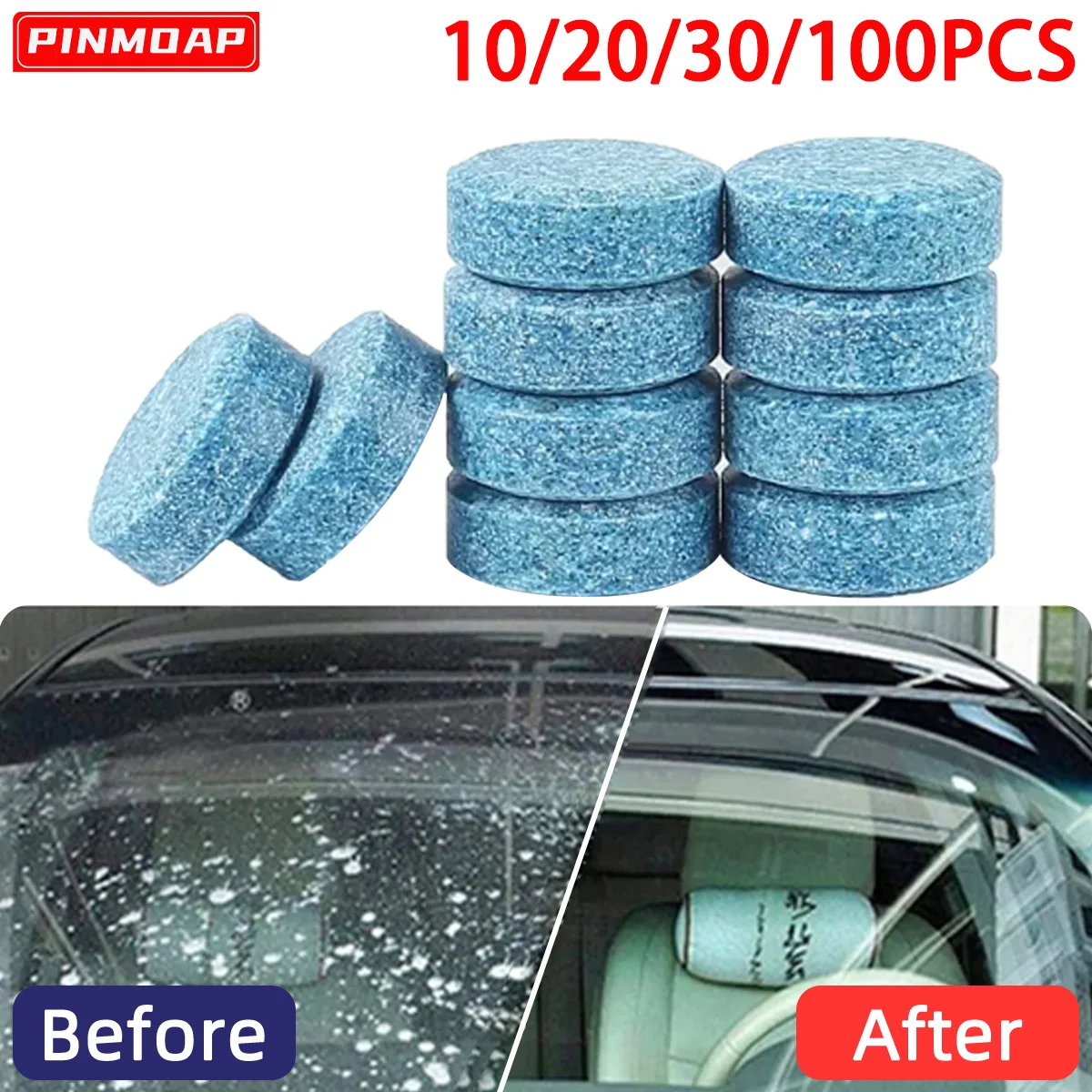 Auto Windschutzscheibe Glas Konzentrierte Waschmaschine Tabletten Auto Brause Waschflüssigkeit Wischer Glas Solide Reinigung Tabletten Für Auto Fenster Image