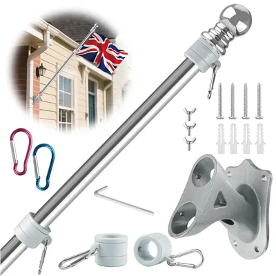 Flag Pole for Garden with Flag Pole Holder Stainless Steel Flag Pole Kit Flag Pole for Outdoor House
