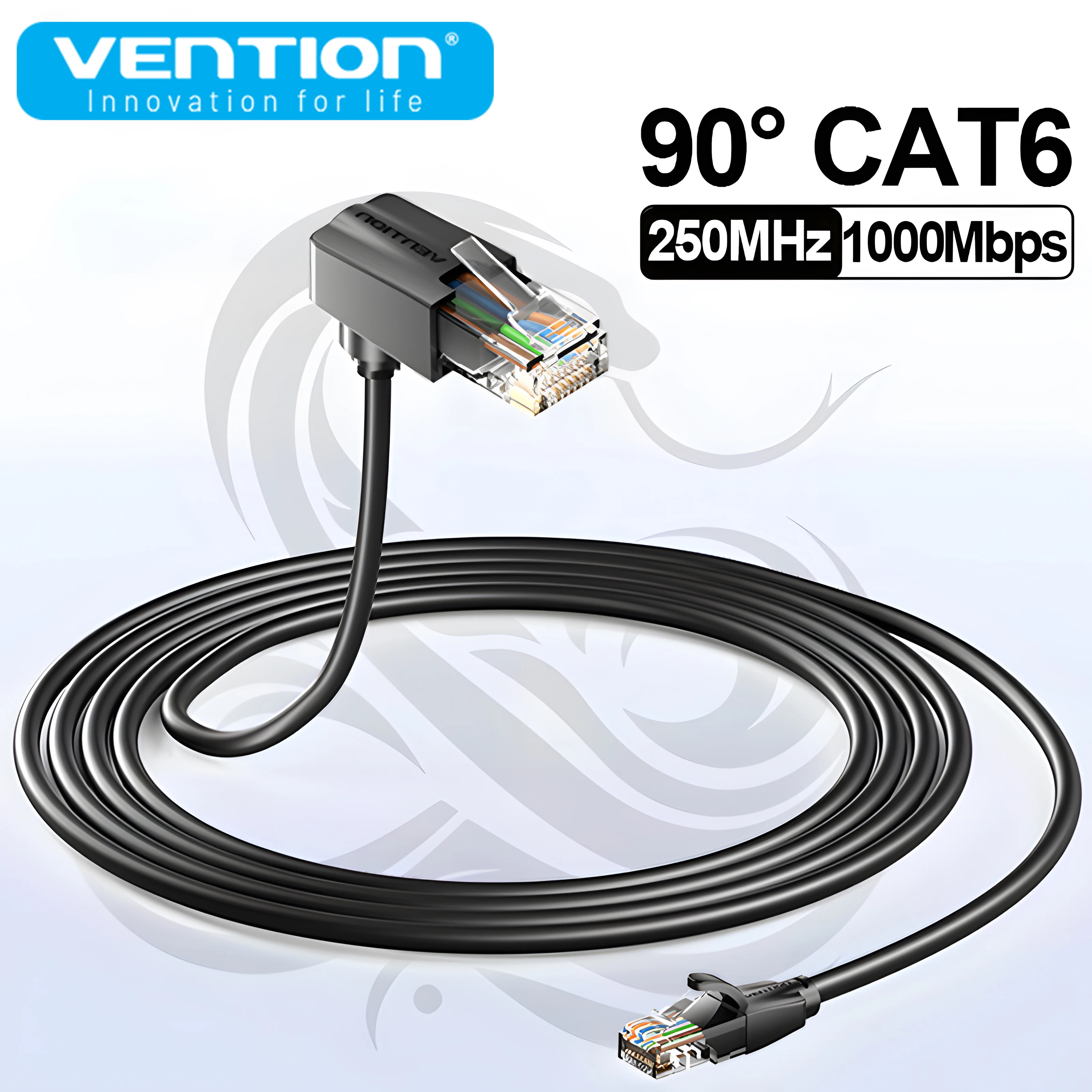 Vention Neu! CAT6-Ethernet-Kabel UTP 90 Grad CAT6 1000 Mbit/s 250 MHz Netzwerk-Internetkabel LAN-Kabel für Laptop PC PS4 Router Image