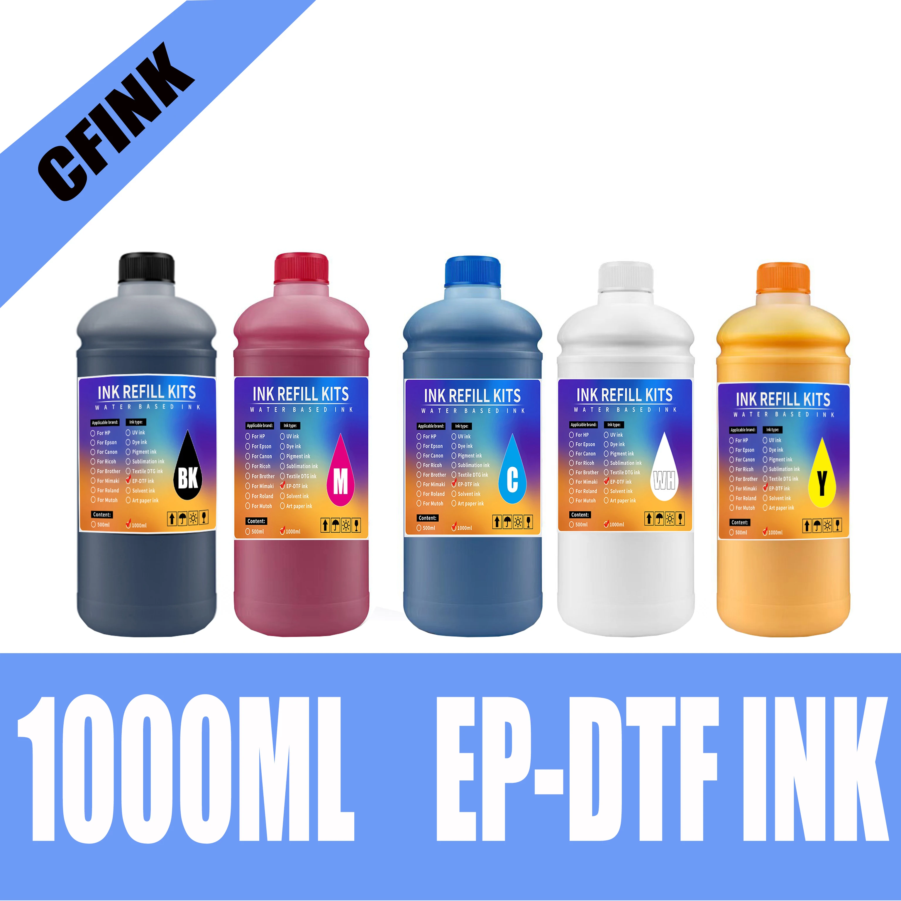 1000ML Weiß DTF TINTE Set Für DTF Film Direkt Transfer Film Wärme Transfer für Epson Drucker Tinte I3200 L1800 L800 l805 PET Film Image