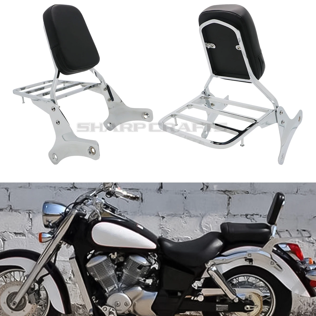 Für Honda Shadow ACE VT400 VT750 VT750 C2 RC44 1997-2003 Motorrad Teile Passagier Rückenlehne Sissy Bar Gepäck rack Pad Kit Image