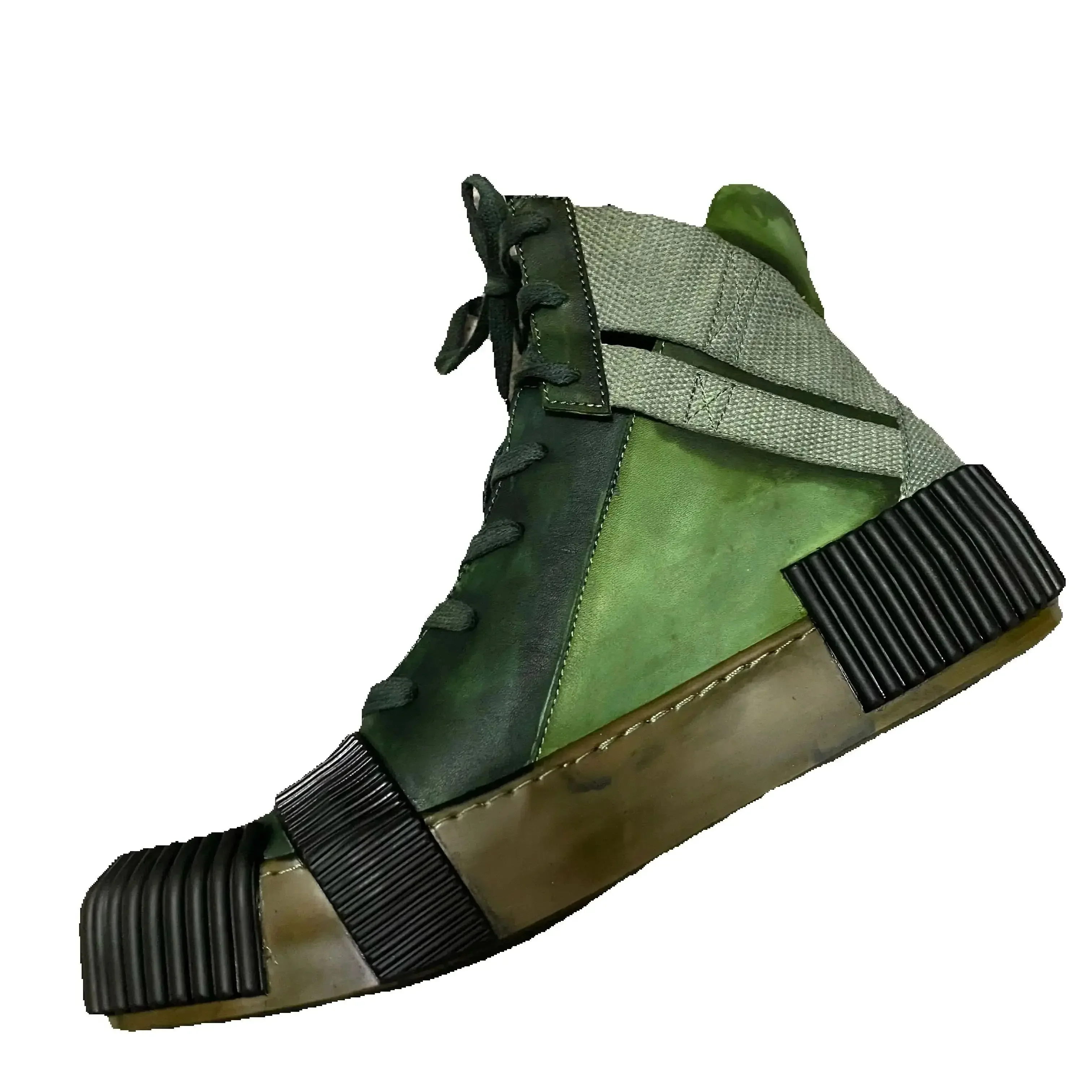 Original-Design, rein handgefertigt, BBS, maßgeschneidert, Nappaleder, Goodyear-Patchwork, High-Top, luxuriöse Retro-Hip-Hop-Kunststiefel Image