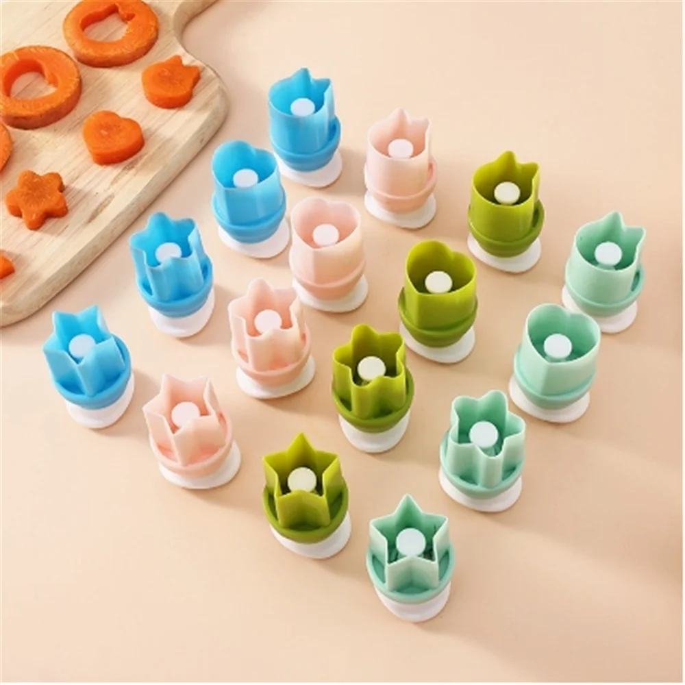 4PCS Stern Herz Form Gemüse Cutter Kunststoff Griff Tragbare Kochen Werkzeuge Drücken sie typ Obst Schneiden Sterben Küche Gadgets