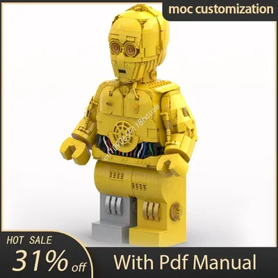 2545 stücke Moc Star Schlacht C-3PO Megafigure Helm Modell Bausteine Diy Kreative Montage Bildungs Image