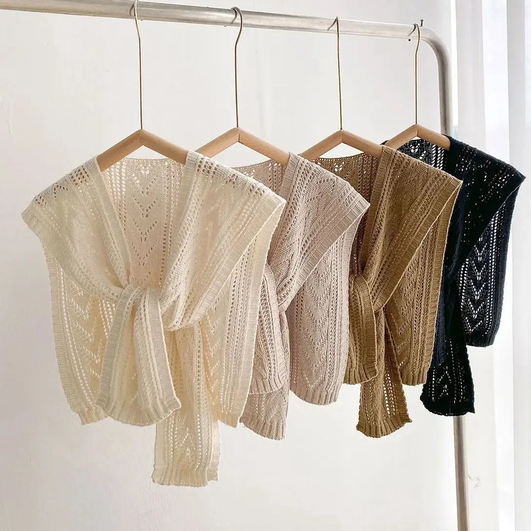 2023 koreanische Freizeit Vielseitig Gestrickte Schal Sommer Klimaanlage Gefälschte Kragen Hals Cape Schulter einfarbig Schal Für Frauen Image