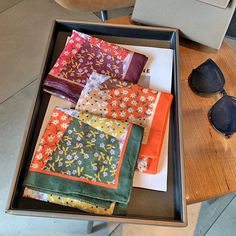 Frühling Mode Schal 58 cm Quadrat Schal Chinesischen Klassischen Design Natürliche Pastoralen Frische Stil Zubehör Marque De Luxe Femme Image