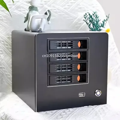 NAS Private Cloud Hei Zhehui Feiniu Itx Spezielles 4-Scheiben-Panel-Chassis aus Aluminiumlegierung, große Belüftung, hohe Leistung, auf Lager Image