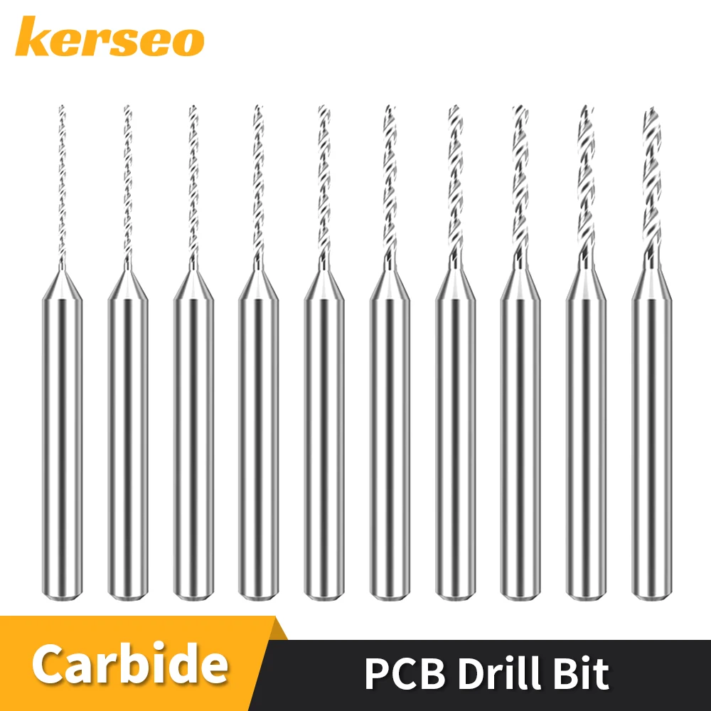 Set di micro punte da trapano per PCB da 10 pezzi 0.15-3.175mm Circuito stampato in carburo di tungsteno con mini utensili di perforazione CNC con codolo fisso da 1/8 "