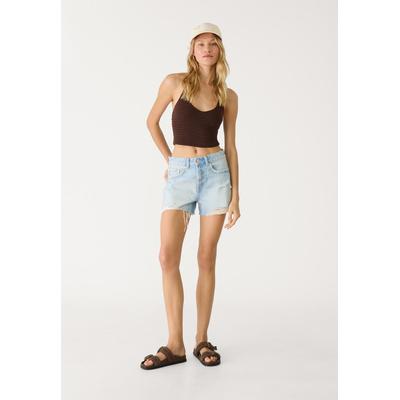Stradivarius D75 Ripped denim shorts Very dark/rinse wash blue 6