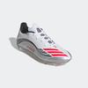 Fußballschuh ADIDAS PERFORMANCE "F50 MESSI LEAGUE FG/MG", Gr. 44, cloud weiß, lucid rot, silber metallic, Synthetik, sportlich, Schuhe, geeignet für Rasen- und Kunstrasenplätze