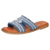 Pantolette MUSTANG SHOES, Damen, Gr. 42, blau (jeansblau), Textil, modisch, Schuhe, Flats, Sandale im Jeans-Look mit Strass-Steinchen verziert