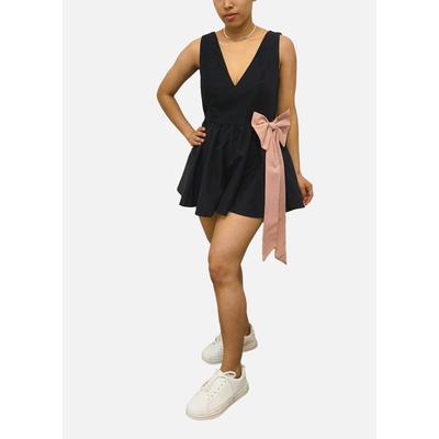 Schwarzer Bow Detail Puff Skort Playsuit Image