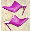 Sexy Spitz Abdeckung Heels Frau Maultiere Schuhe Fuchsia Rosa Matte Leder Slip Auf High Heel Pumps