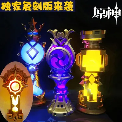 Genshin Impact Mavuika Beelzebul Zhong Li Barbatos Gnosis Plural Gnoses Anime Cosplay Leuchtender Metall-Nachtlicht-Anhänger Image